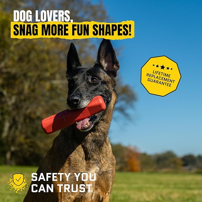 Virtually Indestructible Dog Stick Toy - Lifetime Replacement - Durable Chew Toy for Aggressive Chewers - Safe Non-Toxic Natural Rubber - Chew, Tug & Fetch - Med/Large, 8”x2” - Beef Scent