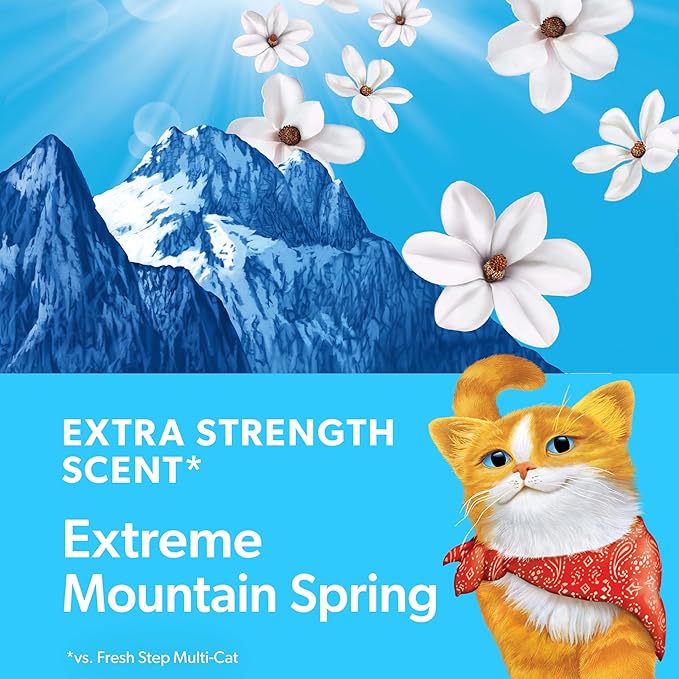 Fresh Step Extreme Clumping Litter with Febreze Freshness,Mountain Spring Scent Clumping Cat Litter with Guaranteed Odor Control,14 lb. Box,(Pack of 2)