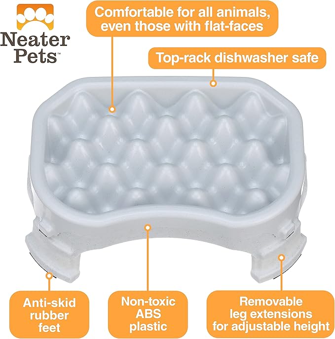 Neater Pet Brands – Neater Raised Slow Feeder Dog Bowl – Elevated and Adjustable Food Height - (2.5 Cup, Vanilla Bean)