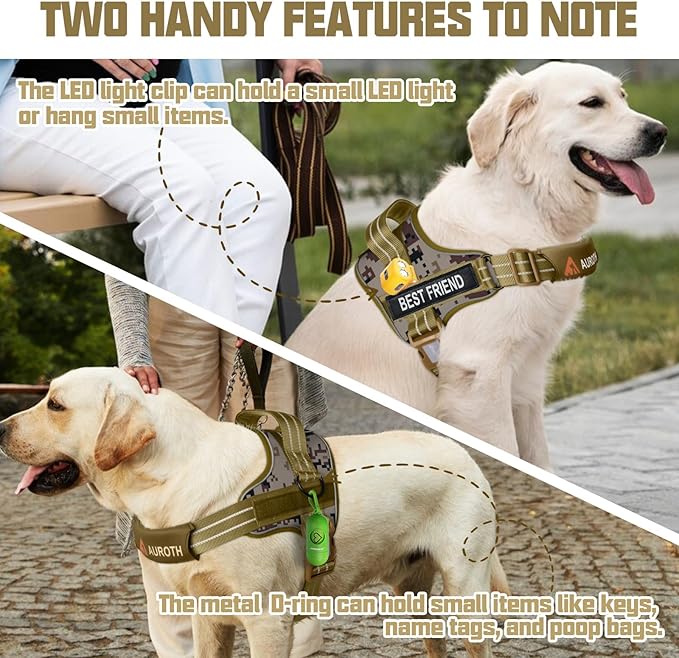 AUROTH Dog Harness and Leash Set, Soft Padded Service Dog Vest with 5.25FT Dog Leash, No Choke, Easy On Pet Vest, Adjustable Reflective No Pull Dog Harness Small Sized Dog, Easy Walking and Training