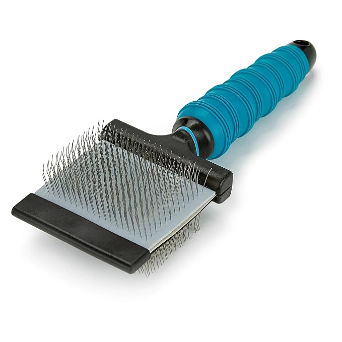 Ergonomic Double Sided Flexible Slicker Brushes for Dog Cat Pet Pro Grooming or Home Use (Large)