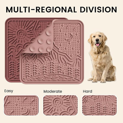 OHMO Lick Mat for Dogs and Cats Large(2 Pack) Nature Design Easy to Clean Pet Slow Feeder with Suction Cups, for Anxiety Relief and Boredom Reduction(Mars+Coral)