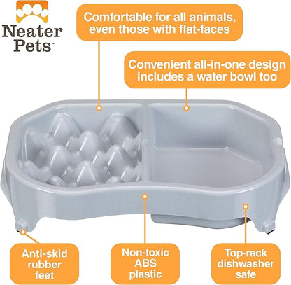 Neater Pet Brands Neater Slow Feeder Dog Bowls, Slows Down Fast Eating to Prevent Vomiting, Overeating, & Bloat, Dog Slow Feeder Bowl with Wide, Non-Slip Base, Holds 2.5 Cups Food and 8.5 Cups Water