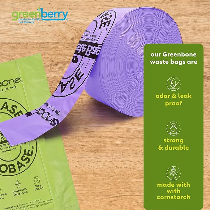 Greenbone BioBase Pull and Go Poop Bags 300 Bag Roll Lavender Scent For Home or Yard Box Dispenser