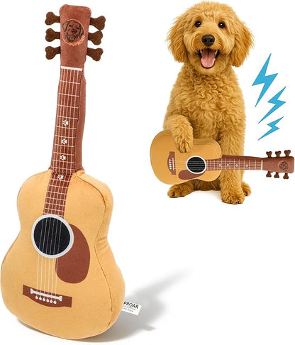 Acoustic Guitar Dog Toy – Funny Birthday & Easter Basket Dog Gift, Interactive Squeaker & Crinkle, Plush & Cute, Fun and Engaging Puppy Present