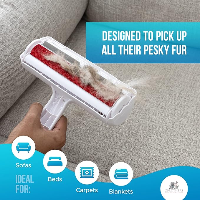 Couch Pet Hair Removal Tool and Roller - Reusable, Easy-to-Clean Dog Hair Remover for Couch and Car, No Batteries or Mess, Ideal for Cat Hair Too