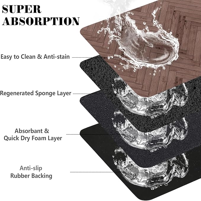 Dog Food Mats for Floors Absorbent, Pet Cat Food Mat - Quick Dry Dog Bowl Mats for Food and Water
