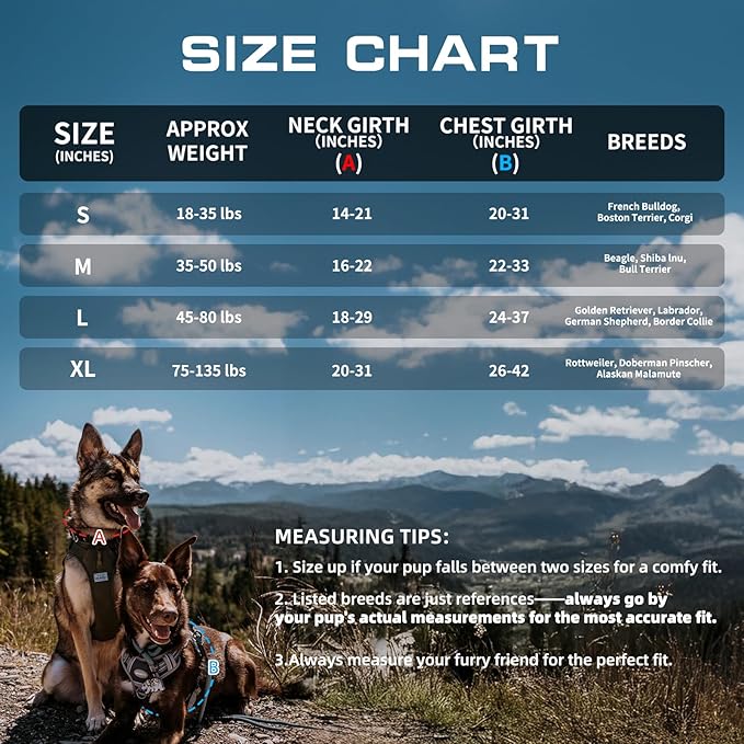 AUROTH Tactical Dog Harness for Large Dogs No Pull Adjustable Pet Harness Reflective K10 Working Training Easy Control Pet Vest Military Service Dog Harnesses
