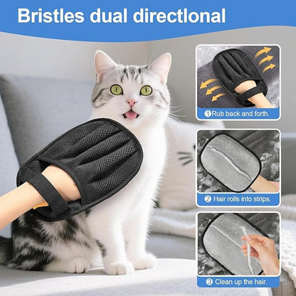 Pet Hair Removal Glove for Cats and Dogs,Premium Upgraded Reusable Electrostatic Pet Hair Gloves, Brush Pet Hair Remover Tool
