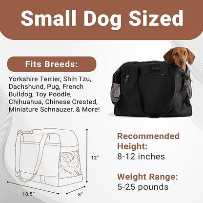 Airline Pet Tote – Dog & Cat Travel Bag, Soft-Sided Dog Carrier with Mesh Panels, Pockets & Removable Cushion, for Pets, Black