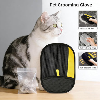 Pet Hair Remover Glove for Cats & Dogs, Upgraded Electrostatic Pet Fur Removal Tool for Home & Auto No Sticky Residue, Reusable for Furniture,Clothes, Carpet, Bedding（1Pcs