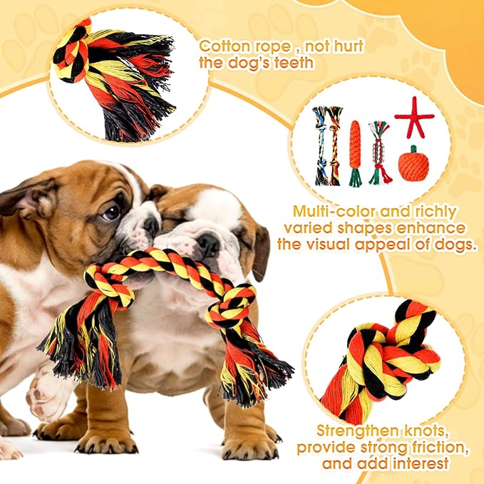 25 Pack Dog Rope Toys for Aggressive Chewers, Heavy Duty Teething Chew and Tug Toy Set for Medium and Large Dogs, Puppy Toys with Fun Fruit & Cartoon Shapes