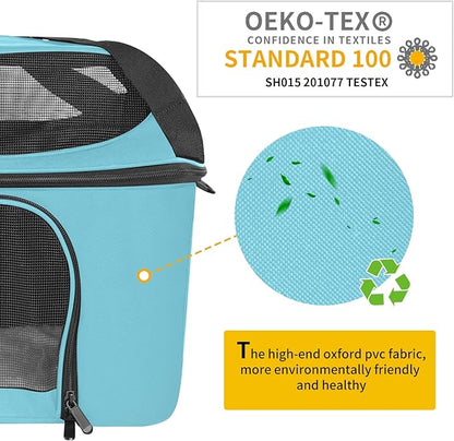 Large Cat Carrier for 2 Cats Safe Soft Side Pet Carrier for Dog Collapsible Travel Small Dog Carrier TSA Airline Approved Cat Carrier for Large Cats 20 lbs, Blue