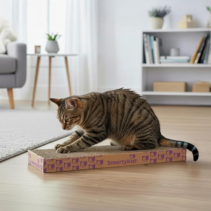 SmartyKat Scratch Up Corrugated Hanging Cat Scratcher, Catnip Infusion Technology - Brown, Single Wide