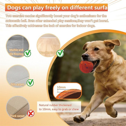 Smart Interactive Dog Toy, Automatic Moving, Bouncing and Rotating, E-TPU Material, IPX7 Waterproof Rating, Active Rolling Ball for Medium and Large Dogs-Orange