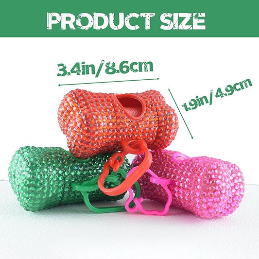 Bling Dog Poop Pickup Bag Dispenser Holder Pet Waste Disposal Bag Pet Trash Bags Holder Bone Shaped Green