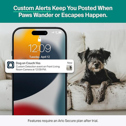 Arlo Essential Indoor Pan Tilt Security Camera 2K (2025 Release) - Wired Plug-in Power, Person Recognition, Animal Detection, Animated Preview, 1-Month Secure Plan, Auto Motion Tracking, 1 Cam, White