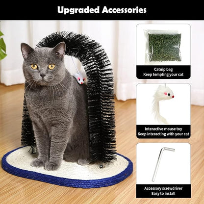 [Upgraded Version] Pehum Anti Fall Down Cat Arch Self Groomer and Massaging Brush for Indoor Cats,Cat Scratching Pads,Cat Toys (M: Brush Height：13.4")