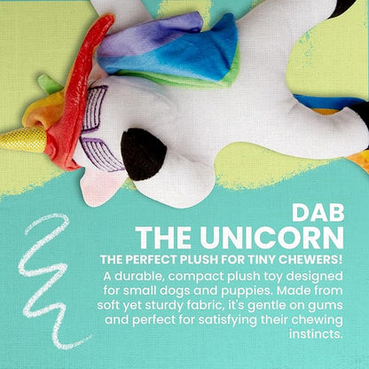 Snugarooz Dab The Unicorn with Repair Patch – Trendy Plush Dog Toy, Embroidered Sunglasses & Rainbow Mane – Non-Toxic & Durable for Endless Play