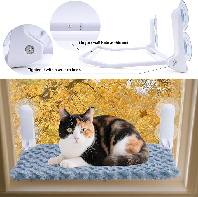 YUNIQUE Cat Window Perch, Upturned Edge Bracket, Portable Wall Hammock for Indoor Cat, Green