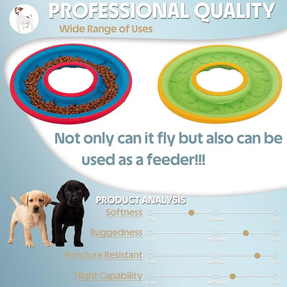 3 Pcs Flying Discs, Interactive Flyer Toys, Feedable Lightweight Catch and Fetch Toys for Small Medium Large Dogs, Floats in Water & Safe on Teeth, 9.05 Inch