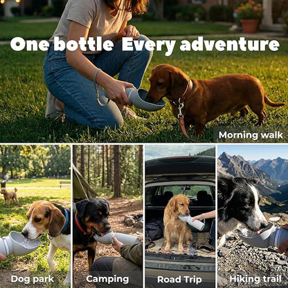 BICYSTAR Collapsible Water Bottle for Dogs, Foldable Leak-Resistant w/Drain-Back, Pet Travel Bowl, 19oz for Walks, Hiking & Road Trips
