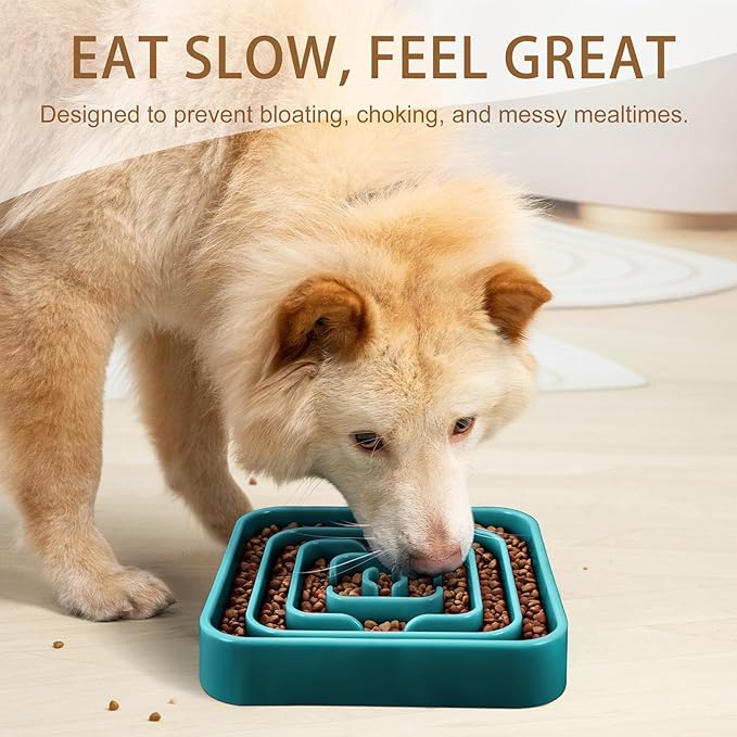 Slow Feeder Dog Bowls for Large Medium Dogs, Anti-Choking Slow Eating Maze Dog Food Bowl, Anti-Slip Slow Feeding Pet Puzzle Bowl,Green