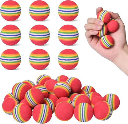 Gegong 50 Pieces Cat Toy Balls, EVA Sponge Pet Toy Balls, 3.5cm Interactive Ball for Cat Kittens and Puppies Quiet Play Light Ball (Rainbow Color)