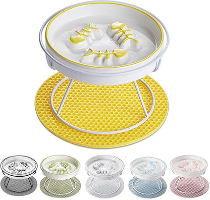 Ceramic Cat Slow Feeder,Cat Bowl for Indor Cat,Elevated Cat and Dog Slow Feeder Bowl for Food and Watter,Cat Dish,Cat Plate for Dry and Wet Food Whisker Friendly,Cat Feeding &Watering Supplies