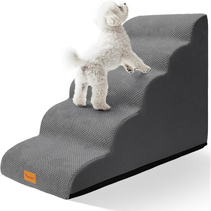 Topmart Dog Stairs for Small Dogs, 5-Step,22.5”H, Pet Steps for High Beds Couches with All-Round Waterproof Cover,Non-Slip Sturdy Dog Ramp for Old Cats,Injured Pet