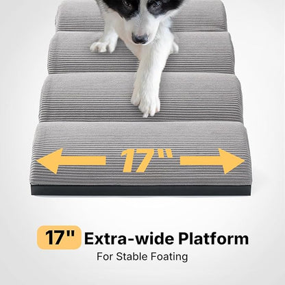 Veehoo Dog Ramp for Bed Couch for Small to Large Dog, Foldable Ramp for Dogs to Get on Bed 5 Adjustable Height from 17" to 23", Pet Cat Stairs Doggy Steps Non Slip with Metal Frame, Up to 130lbs