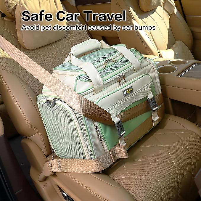 Cozy Cruiser Pet Carrier with Wheels,TSA Airline Approved, Expandable Space, Soft-Sided & Collapsible Design,Rolling Travel Bag with Telescopic Handle for Small Dogs and Cats