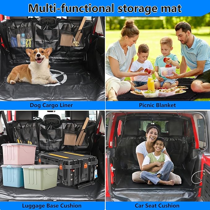 Dog Car Seat Cover for 2007-2025 Jeep Wrangler JK JL 4 Door Waterproof Cargo Liner Car Seat Protector Heavy Duty Scratch Proof Dog Hammock with Nonslip Bottom, Star