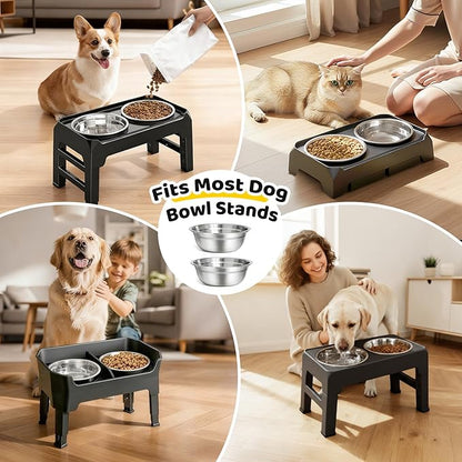URPOWER 4 Pack 8" Stainless Steel Dog Bowls - 50oz Thickened Durable Pet Bowls for Food and Water, Fit for Elevated Dog Bowl Stand