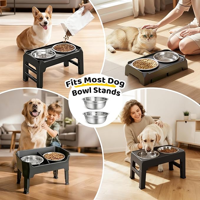 URPOWER 2 Pack 8" Stainless Steel Dog Bowls - 50oz Thickened Durable Pet Bowls for Food and Water, Fit for Elevated Dog Bowl Stand