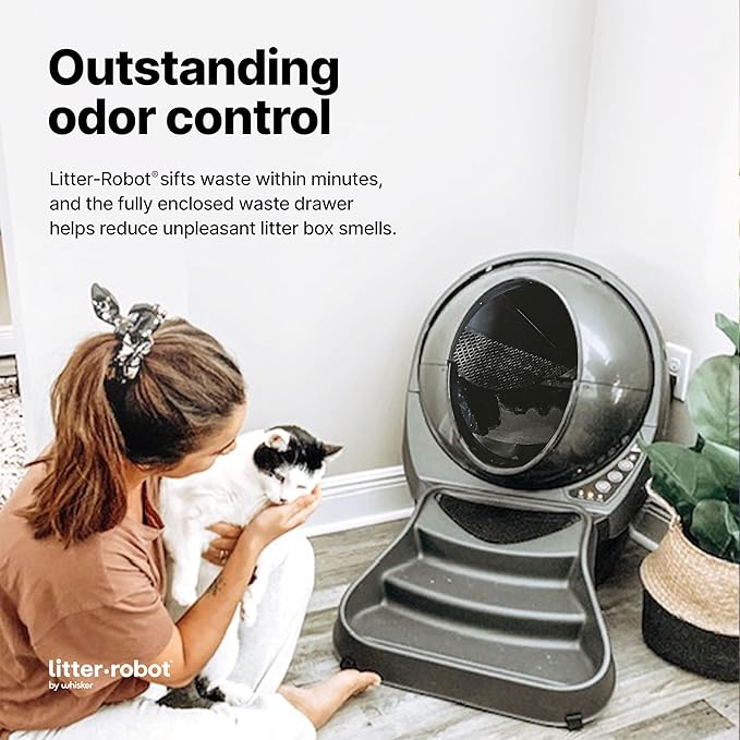Litter-Robot 3 Ramp by Whisker, Grey - Cat Ramp for Litter Tray, Custom Fit for Litter-Robot 3, Reduces Tracking, Suitable for Small & Older Cats, Made in USA