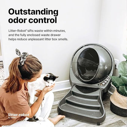 Litter-Robot 3 Ramp by Whisker, Grey - Cat Ramp for Litter Tray, Custom Fit for Litter-Robot 3, Reduces Tracking, Suitable for Small & Older Cats, Made in USA