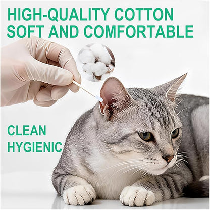 Dog Ear Cleaning Kit for Dogs and Cats, Pet Ear Care Grooming Tool Set with Pet-Safe Silicone Ear Cleaner, Tweezers, Scissors, Cotton Swabs and Cleaning Cloth
