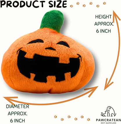 7" Squeaky Plush Toy for Puppies Small Dogs Self Etertainment Washable Soft Made [PET ONLY] (Halloween Pumpkin)