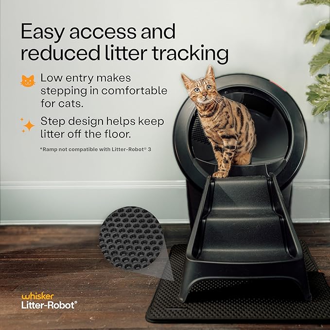 Litter-Robot 4 Supply & Accessory Bundle by Whisker, Black- Automatic Self-Cleaning Cat Litter Box, Includes Litter-Robot 4, Ramp, Mat, 3 OdorTrap Packs, 10 Liners, 30 Wipes, & 2 Carbon Filters