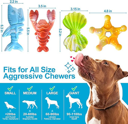 PETSTA Dog Chew Toys for Aggressive Chewers, Durable Dog Toys for Large Dogs, Heavy Duty Dog Toys/Large Dog Toys/Indestructible Dog Toys, Tough Dog Toys for Medium/Large Dogs Breed (New 4 Pack)