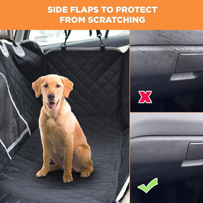 PetsN'all Durable Dog Car Seat Cover to Protect from Scratches, Dirt, Hair and Other Messes, Easy to Clean, 100% Waterproof, Washable, Nonslip, with Mesh Window for Cars Trucks and SUVs Black