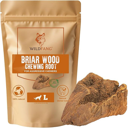 Wildfang® Briar Wood Chewing Root, Large - Splinter Free Wood Dog Chew Toys for Aggressive Chewer, Odorless Natural Teething Toys Dogs Dental Health, Healthy Gums (for Dogs 55-99 lbs), Pack of 3