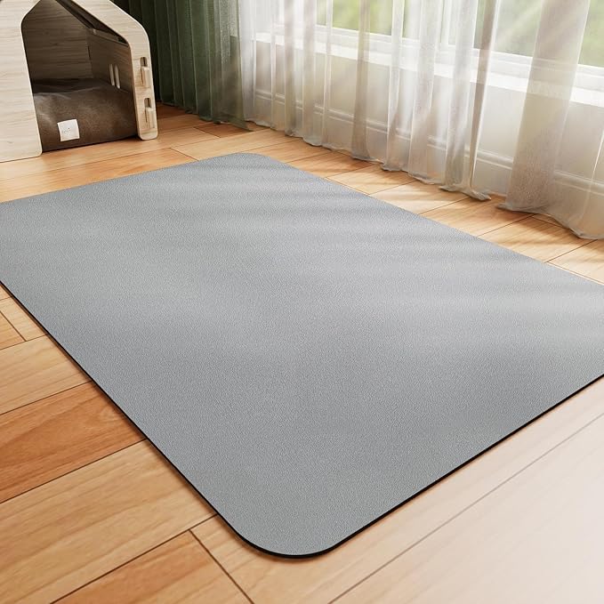Dog Food Mat - Absorbent Cat Mat for Food and Water, No Stains Pet Feeding Bowl Mat, Easy to Clean Pet Placemats, Quick Dry Dog Water Dispenser Mat for Messy Drinkers | Grey 16"x 24"