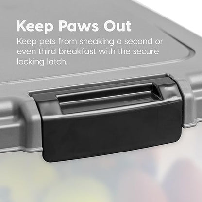 IRIS USA 30 lbs & 11 lbs Combo Airtight Dog Food Storage Container, Stackable Treat Box, 2-Cup Scoop, Wheels, Keep Fresh, Easy Mobility, Silver