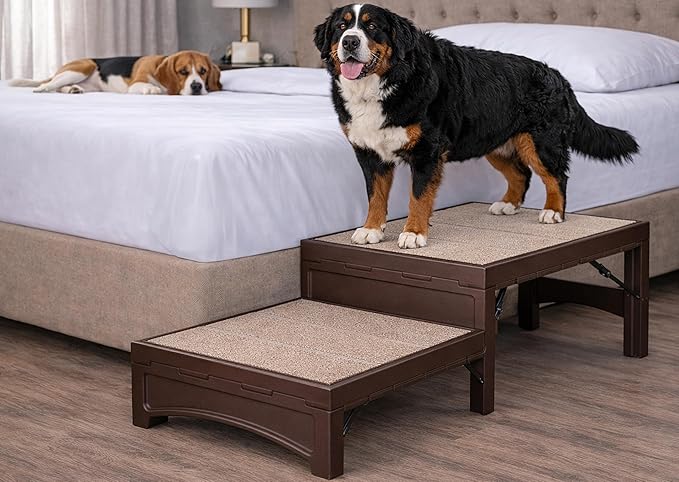Pet Gear Free Standing Pet Ramp for Cats and Dogs, No Assembly Required, Easy Fold for Storage or Travel, Portable, Holds Up to 350lbs, Harvest Brown