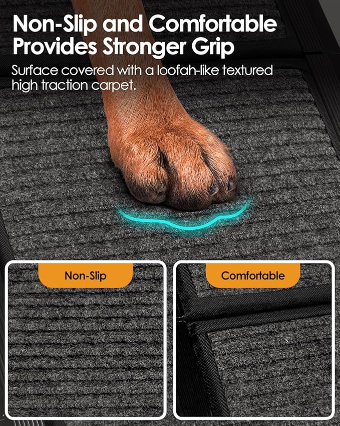 Folding Dog Ramp for Car SUV Truck, 17.3" x 63" Portable Pet Ramp for Large Dogs, Lightweight Non-Slip Dog Car Ramp, Sturdy Dog Ramp for Cars and High Beds, Easy to Carry and Store