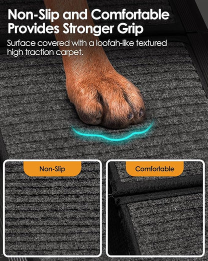 Folding Dog Ramp for Car SUV Truck, 17.3" x 63" Portable Pet Ramp for Large Dogs, Lightweight Non-Slip Dog Car Ramp, Sturdy Dog Ramp for Cars and High Beds, Easy to Carry and Store