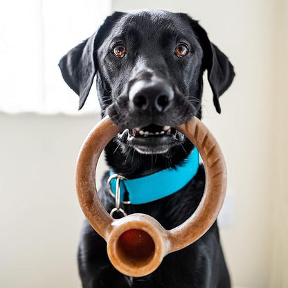 Lumabone Ring Stuffer Durable Chew Toy for Aggressive Chewers, Real Beef, Made in USA, Medium