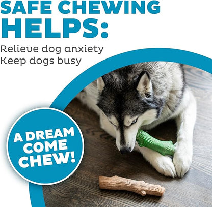 Pupstages by Petstages Dogwood Breath Dog Chew Toy – Real-Wood Blend, Moderate Chewers, Large, 8", 2-Pack (Natural & Mint Flavors)